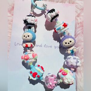 Buy 3 get 1 free❤️❤️Cute Labubu with Beaded Colorful Keychain